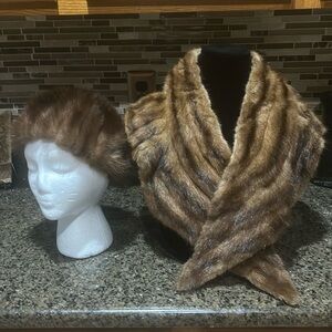 Vintage Mink shawl with matching hat